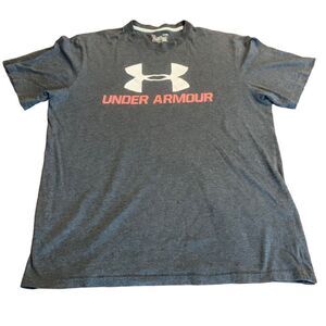 Under Armour Men’s Gray Short Sleeve Logo Heatgear Regular T-Shirt Tee Large